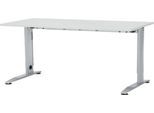 Schäfer Shop Select Schreibtisch LOGIN, manuell höheneinstellbar, C-Fuß, B 1600 x T 800 x H 660-820 mm, lichtgrau/weißalu