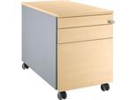 Schäfer Shop Select Rollcontainer 126, mit Griffnut, B 435 x T 765 x H 577 mm, weißalu/weißalu/Ahorn-Dekor