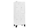 Schäfer Shop Select Kleiderspind mit 2 x 2 Abteilen, 400 mm, mit Füßen, Zylinderschloss, Tür lichtgrau