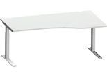 Schäfer Shop Genius Freiformschreibtisch MODENA FLEX, C-Fuß-Rechteckrohr, B 1800 mm, Ansatz rechts, lichtgrau/weißalu