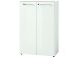 Aktenschrank MONTERIA, Front & Abdeckplatte aus Glas, abschließbar, 3 OH, B 800 x T 370 x H 1200 mm, weiß
