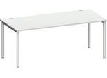 Schäfer Shop Genius Schreibtisch MODENA FLEX, 4-Fuß-Rundrohr, B 1800 x T 800 mm, lichtgrau/weißalu