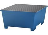 IBC-Station, Stahl, mit Gitterrost u. Staplerschuhen, 1000 l Auffangvolumen, B 1350 x T 1650 x H 710 mm, lackiert