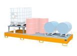 Auffangwanne Bauer AWA 31, Stahl, orange, L 3850 x B 1460 x H 780 mm, 1000 l, für 3 x 1000 l IBC, 1 Abfüllaufsatz, 2 Gitteroste