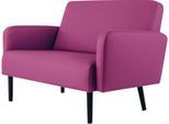 Zweisitzer Sofa meet by Paperflow LISBOA, desinfektionsmittelbeständiger Kunstlederbezug lila, Fußgestell schwarz, B 1240 x T 815 x H 830 mm