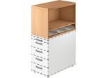Aufsatzregal , für Standcontainer, 1 Fachboden, Buche-Dekor