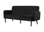 Dreisitzer Sofa meet by Paperflow LISBOA, Samtbezug schwarz, Fußgestell schwarz, B 1590 x T 550 x H 430 mm