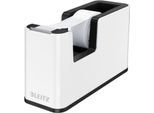 Klebefilmabroller Leitz WOW, ergonomisch, für Klebebandrollen mit B 19 mm x L 33 m, inkl. Klebeband, recycelbarer ABS-Kunststoff, weiß/schwarz