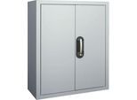 Magazinschrank, 830 mm hoch, 4 Böden, 24 Kästen, mit Türen, weißalu