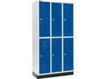 Schäfer Shop Select Kleiderspind, mit 3 x 2 Abteilen, 300 mm, mit Sockel, Zylinderschloss, Tür einzianblau