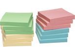 INFO Haftnotizen, Recyclingpapier, 75 x 75 mm, 12 x 100 Blatt, blanko, bunt