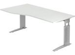 Freiformtisch TARVIS, B 1800 x T 800/1000 x H 680-860 mm, Gestell silber, lichtgrau