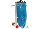 Abfallsammler Fetra 1386, mobil, für Abfallsäcke mit Volumen 120 l, mit Deckel und Klemmring, Griff, B 500 x H 960 mm, Stahl und PVC, lichtgrau