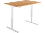 Schäfer Shop Select Schreibtisch Start Off, elektrisch höhenverstellbar, Rechteck, T-Fuß, B 1200 x T 800 x H 755-1255 mm, Buche/weiß