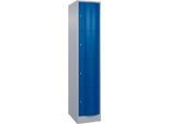 C+P Schließfachschrank Resisto, 1 Abteil, 4 Fächer, B 396 x T 640 x H 1950 mm, Weißalu/Enzianblau