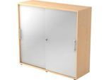 Schiebetürenschrank JENA, 3 OH, Front silber, B 1200 x T 400 x H 1100 mm, Ahorn-Dekor