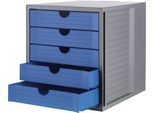 Schubladenbox SYSTEMBOX KARMA, 5 geschlossene Schubladen, DIN A4, leichtlaufend, B 274 x T 330 x H 320 mm, blau