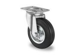 CASCOO Lenkrolle SWS4, mit Rad-ø 125 mm x B 38 mm, Stahl-Felge, Vollgummi-Lauffläche, schwarz, Rollenlager, bis 100 kg