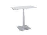 Beistelltisch Start Off, elektrisch höhenverstellbar, Rechteck, Säulenfuß, B 1000 x T 600 x H 635-1285 mm, lichtgrau/weißaluminium
