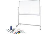 Mobiles Whiteboard Maul MAULstandard, 900 x 1200 mm, 2-seitig, drehbar + Whiteboard Zubehörset, 31-teilg