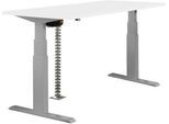 Schreibtisch NEVADA, elektrisch höhenverstellbar, Rechteck, T-Fuß, B 1600 x T 800 x H 640-1300 mm, weiß/weißaluminium RAL 9006