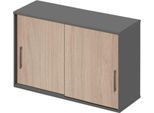Schäfer Shop Genius Aufsatz-Schiebetürenschrank TETRIS WOOD, 2 OH, B 1200 mm, Höhe inkl. Gleiter, Eiche/graphit