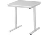 Rau ESD-Arbeitstisch Adlatus, elektrisch höhenverstellbar, 28 mm Spanplatte mit Melaminbelag, bis 150 kg, B 750 x T 800 x H 720-1120 mm, lichtgrau