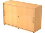 Schiebetürenschrank TARA, 2 Ordnerhöhen, B 1200 x T 400 x H 748 mm, abschließ- & stapelbar, Buche-Dekor