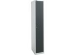 Schäfer Shop Select Garderobenschrank, 1 Abteil B 350 mm, 2 Fächer, Hutboden & Kleiderstange, abschließbar, weißalu/anthrazit