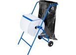 Mobiler Papierrollenhalter, für Rollenbreite 400 mm, Abreißkante & Halterung für Müllsäcke bis 120 l, B 550 x T 700 x H 900 mm