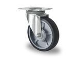 CASCOO Lenkrolle P2G2, mit Rad-ø 160 mm x B 40 mm, Polypropylen-Felge, Elastomer-Lauffläche, grau, Kugellager, bis 200 kg