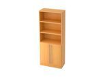 Kombischrank JENA, 5 OH, B 800 x T 420 x H 2004 mm, 2 OH Holztüren, Buche-Dekor