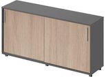 Schäfer Shop Genius Schiebetürenschrank TETRIS WOOD, 2 OH, B 1600 mm, Höhe inkl. Gleiter, graphit/Eiche