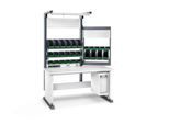 Bott Arbeitsplatzsystem Avero Komplettmodul 3, per Lochraster höhenverstellbar, HPL beschichtete Spanplatte, bis 300 kg, lichtgrau/anthrazitgrau