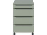 Rollcontainer, 4 Schubladen inkl. Utensilienfach, B 420 x T 600 x H 630 mm, taupegrün