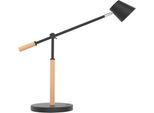 LED-Tischleuchte UNILUX VICKY, 9 W, 900 lm, 3000 K, 3 Leuchtstärken, dimmbar, USB-Ladefunktion, Buchenholz & Stahl, schwarz-buche