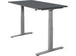 Schäfer Shop Select Schreibtisch SET UP, elektrisch höhenverstellbar, Rechteck, T-Fuß, B 1600 x T 800 x H 645-1290 mm, graphit/weißaluminium