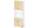 Schäfer Shop Select Kombischrank LOGIN, oben und unten 2 Ordnerhöhen mit Tür, Mitte Regal, B 800 x T 420 x H 2240 mm, weiß/Ahorn Dekor