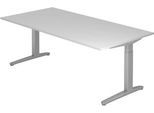 Schreibtisch TOPAS LINE, manuell höheneinstellbar, B 2000 mm, lichtgrau/silber/silber