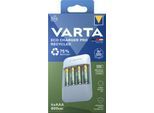 VARTA Akku Ladegerät Eco Charger Pro Recycled, aus 75% Recyclingmaterial, inkl. USB-Typ-C Ladekabel und 4x AAA 800 mAh NiMH Akkus