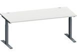 Schäfer Shop Genius Schreibtisch MODENA FLEX, Rechteck, T-Fuß Rechteckrohr, B 1800 x T 800 x H 650-850 mm, lichtgrau/anthrazit