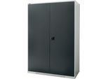 Schäfer Shop Genius Flügeltürenschrank FS, Stahl, mit Belüftungslöchern, B 1343 x T 620 x H 1950 mm, 5 OH, Lichtgrau/Anthrazitgrau, bis 750 kg