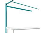 Aufbauportal m. Ausleger, Ansatztisch STANDARD Arbeitstisch/Werkbank UNIVERSAL/PROFI, 2000 mm, wasserblau