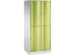 C+P Garderobenspind Resisto, 2 Abteile, 4 Fächer, B 772 x T 640 x H 1950 mm, Lichtgrau/Clowngrün
