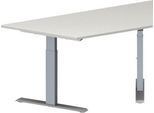 Schäfer Shop Genius Konferenztisch MODENA FLEX, Trapez, T-Fuß Rechteckrohr, B 1600 x T 800 x H 650-850 mm, lichtgrau/weißaluminium RAL 9006