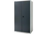 Schäfer Shop Genius Flügeltürenschrank FS, Stahl, mit Belüftungslöchern, B 1055 x T 620 x H 1950 mm, 5 OH, Lichtgrau/Anthrazitgrau, bis 500 kg