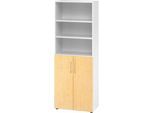 Kombischrank Breno, 6OH, Schrank- und Regalelement, abschließbar, B 800 x T 420 x H 2156 mm, Spanplatte, weiß/Ahorn