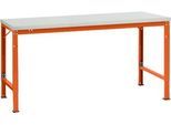 Manuflex Grundtisch UNIVERSAL Spezial, 1750 x 1000 mm, Kunststoff lichtgrau, rotorange