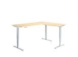 Winkelschreibtisch AERO FLEX, elektrisch höhenverstellbar, 90° Winkel, T-Fuß, B 2000 x T 1600 mm, Ahorn/weißalu + Memorypanel