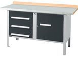 Kastenwerkbank Schäfer Shop Select PWi 150-4, Buche Multiplexplatte, mit Stahlabdeckung, bis 750 kg, B 1500 x T 700 x H 840 mm, Anthrazit